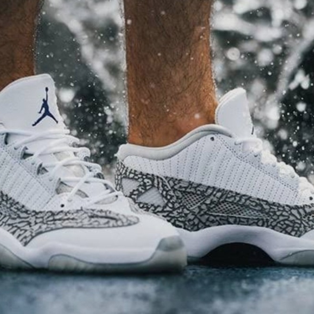 Nike Air Jordan 11 IE Low Elephant Print White Cement 306008-102 Size 10.5